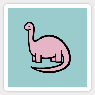 Soft Pink Dinosaur on Blue Sticker